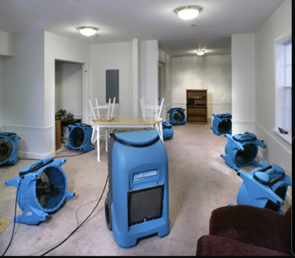 Air movers and dehumidifier setup for Water Damage Restoration in North Merritt Island
