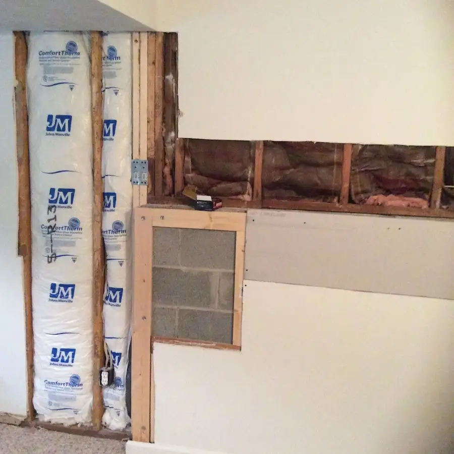 Wall insulation replacement during Basement Flood Cleanup in North Merritt Island